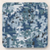 Navy Digital Camouflage Decor Bier Onderzetter (Voorkant)