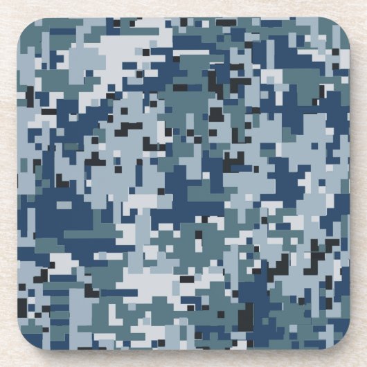 Navy Digital Camouflage Decor Bier Onderzetter (Voorkant)