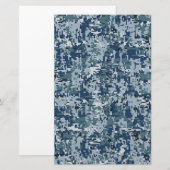 Navy Digital Camouflage Decor Briefpapier (Voorkant / Achterkant)