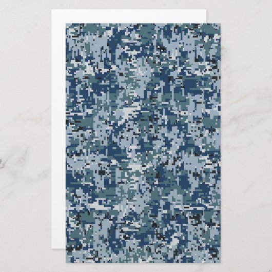 Navy Digital Camouflage Decor Briefpapier (Voorkant / Achterkant)
