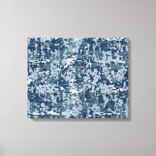 Navy Digital Camouflage Decor Canvas Afdruk
