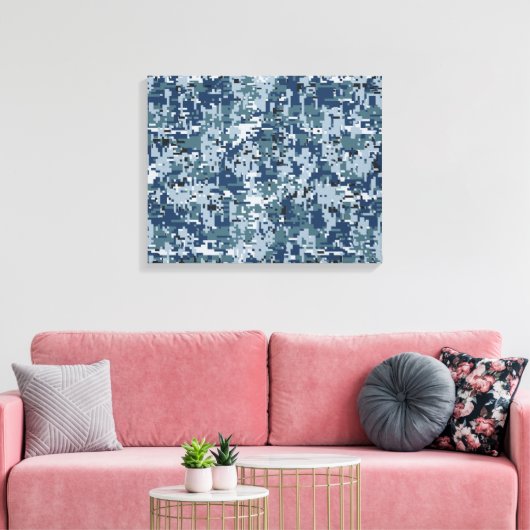 Navy Digital Camouflage Decor Canvas Afdruk (Insitu (Woonkamer))