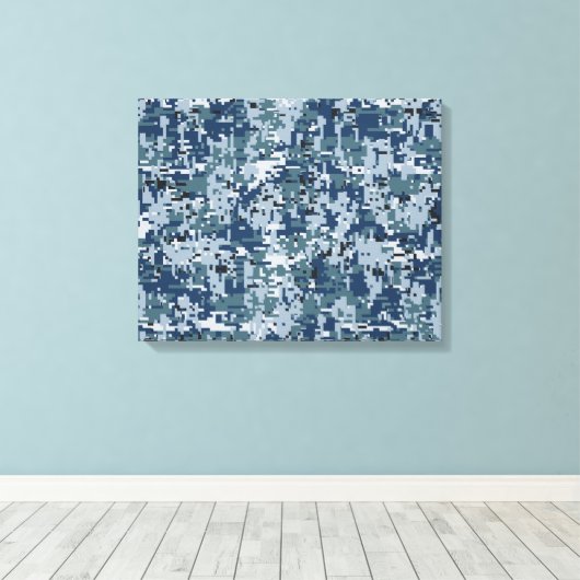 Navy Digital Camouflage Decor Canvas Afdruk (Insitu (Houten vloer))