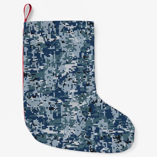 Navy Digital Camouflage Decor Kleine Kerstsok (Voorkant)