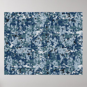 Navy Digital Camouflage Decor Poster