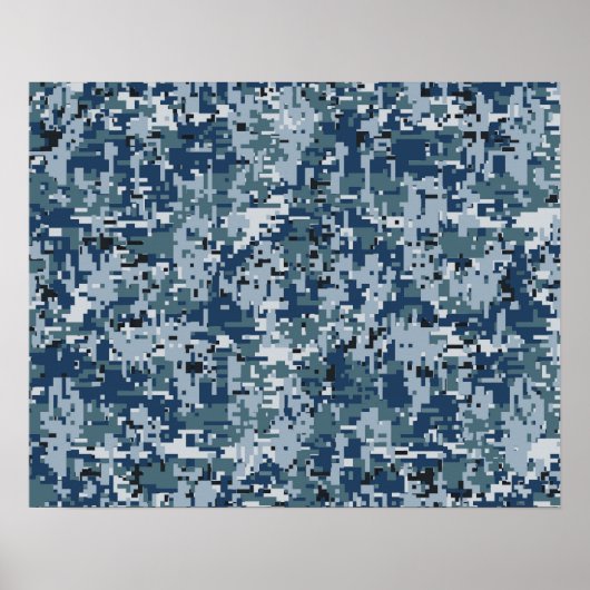 Navy Digital Camouflage Decor Poster (Voorkant)