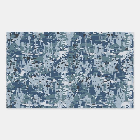Navy Digital Camouflage Decor Rechthoekige Sticker (Voorkant)