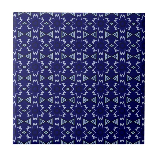 Navy Digital Floral Tegeltje (Voorkant)