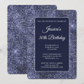 Navy Disco Glitter 30e verjaardag Kaart (Voorkant / Achterkant)