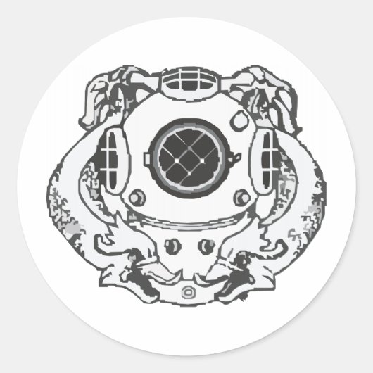 Navy Diver 1e klas Ronde Sticker (Voorkant)