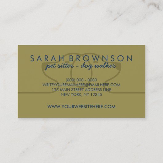 Navy Dog Line Logo Petsitter dierenarts Visitekaartje (Achterkant)