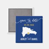 Navy Dominicaanse Republiek Wedding Save the Date  Magneet (Voorkant / Achterkant)