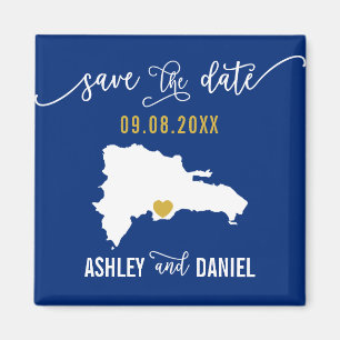 Navy Dominicaanse Republiek Wedding Save the Date Magneet