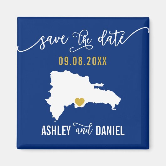 Navy Dominicaanse Republiek Wedding Save the Date  Magneet (Voorkant)