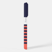 Navy Donkerblauw Wit Perzik Rood Sinaasappel Strep iPhone Hoesje (Rechterkant)