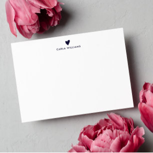 NAVY Doodle Heart Formele Klassieke Familie Notitiekaartje