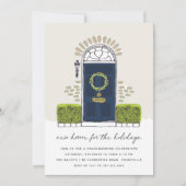 Navy door Holiday Housewarming Party Kaart (Voorkant)