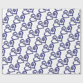 Navy Double Heart Cadeaupapier (Vlak)