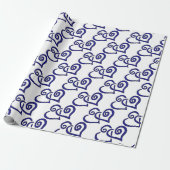 Navy Double Heart Cadeaupapier (Uitgerold)