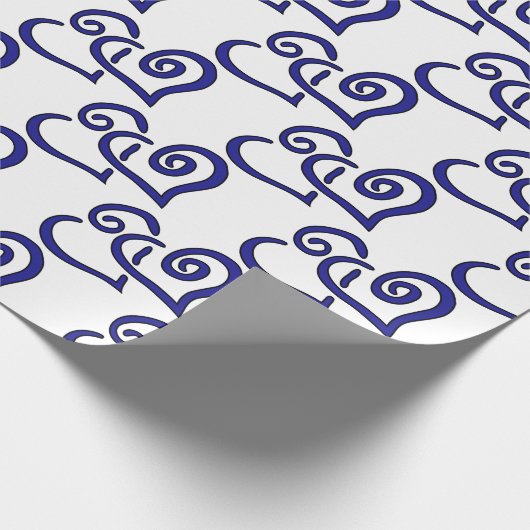 Navy Double Heart Cadeaupapier (Hoek)