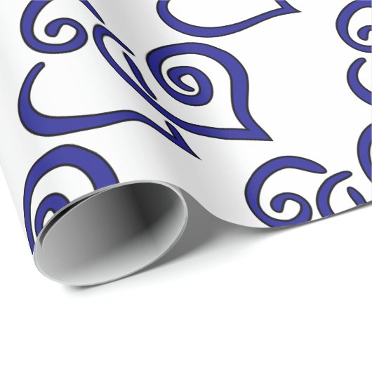 Navy Double Heart Cadeaupapier (Rol Hoek)