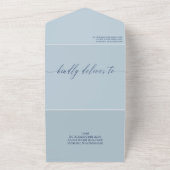 Navy & Dove Blue Greenery Monogrammed Wedding All In One Uitnodiging (Buitenkant)