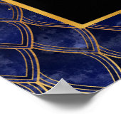 Navy Dragon Scales Gouden Verjaardagsfeest Welkom Poster (Hoek)