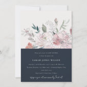 Navy Dusky Blush Waterverf Bloemen Baby shower Kaart (Voorkant)