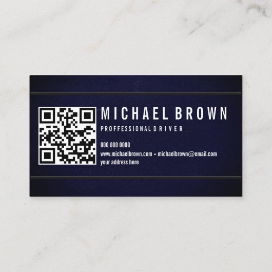 Navy Dust Driver Minimalist Bold Moderne QR-code Visitekaartje (Achterkant)