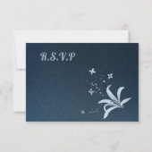 Navy & Dustblauwe bloemen Geometrische maaltijdkeu RSVP Kaartje (Achterkant)