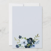 Navy & Dusty Blauw Bloemen Doop Uitnodiging (Achterkant)