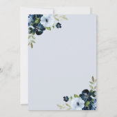 Navy & Dusty Blauw Bloemen doopsel Kaart (Achterkant)