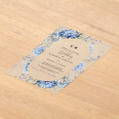 Navy Dusty Blauw Goud Bloemen Lente Bloei Bruiloft Acryl Uitnodigingen (Laagn)