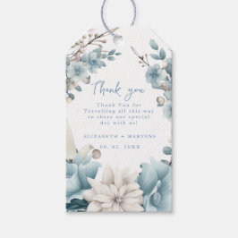 Navy Dusty Blauw Goud Bloemen Lente Bloei Bruiloft Cadeaulabel