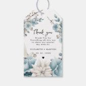 Navy Dusty Blauw Goud Bloemen Lente Bloei Bruiloft Cadeaulabel (Voorkant)