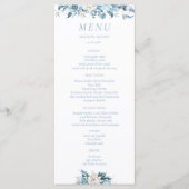 Navy Dusty Blauw Goud Bloemen Lente Bloei Bruiloft Menu (Voorkant)