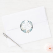 Navy Dusty Blauw Goud Bloemen Lente Bloei Bruiloft Ronde Sticker (Envelop)