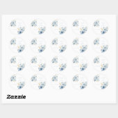Navy Dusty Blauw Goud Bloemen Lente Bloei Bruiloft Ronde Sticker (Vel)