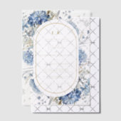Navy Dusty Blauw Goud Bloemen Lente Bloei Bruiloft Vellum Uitnodigingen (Offset (Uitnodiging))