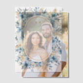 Navy Dusty Blauw Goud Bloemen Lente Bloei Bruiloft Vellum Uitnodigingen (Offset (Koppel))