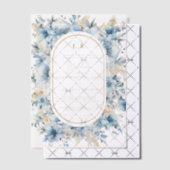Navy Dusty Blauw Goud Bloemen Lente Bloei Bruiloft Vellum Uitnodigingen (Offset (Uitnodiging))