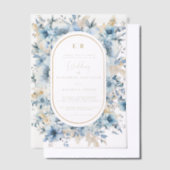 Navy Dusty Blauw Goud Bloemen Lente Bloei Bruiloft Vellum Uitnodigingen (Offset)