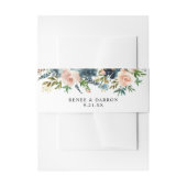 Navy & Dusty Blauw Roze Blush Bloemen 2 Uitnodigingen Wikkel (Voorkant Voorbeeld)
