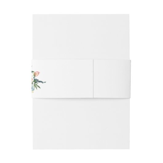 Navy & Dusty Blauw Roze Blush Bloemen 3 Uitnodigingen Wikkel (Achterkant Voorbeeld)