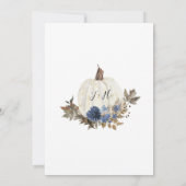 Navy Dusty Blue Bloemen Rustieke Twinkle Licht Bru Kaart (Achterkant)