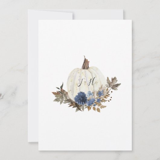 Navy Dusty Blue Bloemen Rustieke Twinkle Licht Bru Kaart (Achterkant)