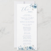 Navy Dusty Blue Bloom Floral Wedding Program Kaart (Achterkant)