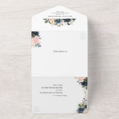 Navy Dusty Blue Blush Geometric Wedding All In One Uitnodiging (Buitenkant)