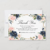 Navy Dusty Blue Blush Geometric Wedding Bedankkaart (Voorkant)