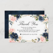 Navy Dusty Blue Blush Geometric Wedding Bedankkaart (Voorkant / Achterkant)